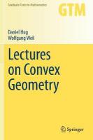 Lectures on Convex Geometry 2020 ed.