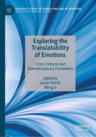 Exploring the Translatability of Emotions: Cross-Cultural and Transdisciplinary Encounters 2022 ed.