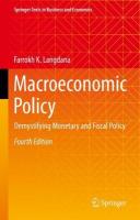 Macroeconomic Policy: Demystifying Monetary and Fiscal Policy Fourth Edition 2022