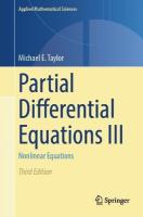 Partial Differential Equations III: Nonlinear Equations Third Edition 2023