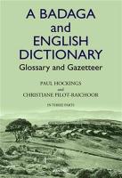 Badaga and English Dictionary: Glossary and Gazetteer