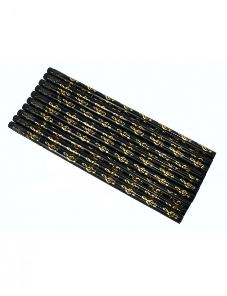 Pencil g-clef black/golden 10 pcs / set