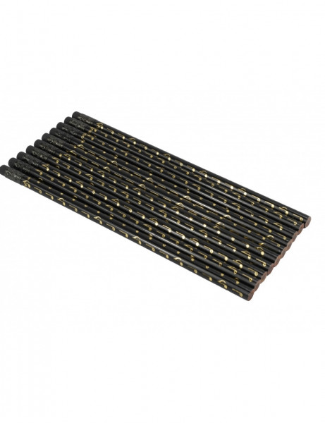 Pencil note black/golden 10 pcs / set