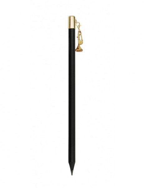 Pencil with trumpet charm gold