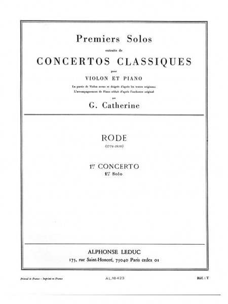 Concerto no. 1 (Rode) Premiers Solos Concertos Classiques