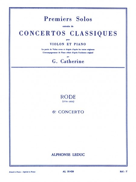 Premiers Solos Concertos Classiques Concerto no. 6 (Rode)
