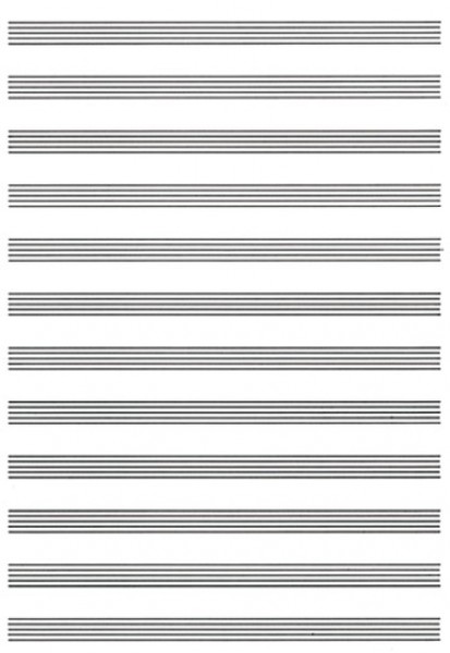 Carta da Musica (Cuadernillo, Papier à Musique) Form cm 22,5x30,5, 12 Righi, 4 Facciate, quinterno