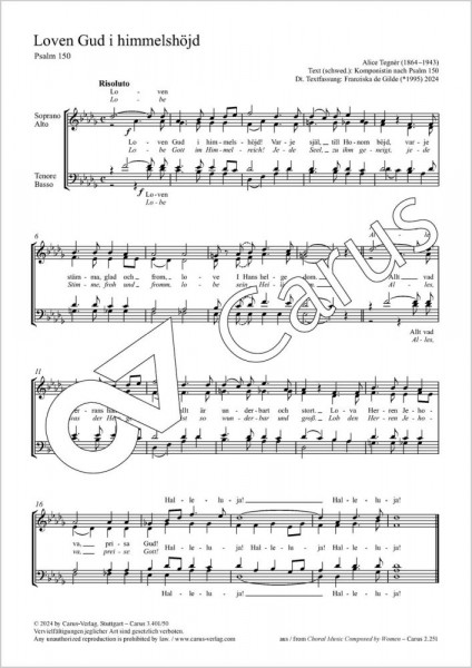 Loven Gud i himmelshöjd - D flat major psalm 150