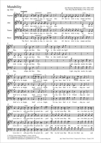 Mutability - A major, Op. 30,4 nr. 4 from: Six Four-Part Songs op. 30, London 1855
