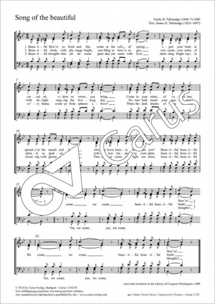 Song of the Beautiful B flat major