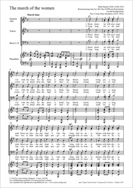 The march of the women - G major Nr. 3 from: Songs of Sunrise, Choral Group. London 1911