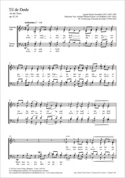 Til de Dode - E flat major, Op. 67,10 To the dead