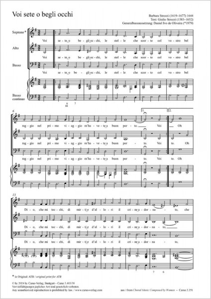 Voi sete o begli occhi - E minor from: Madrigali op. 1, Venedig 1644