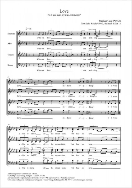 Love from: Elements. Cycle in Five Movements