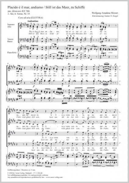 Placido È Il Mar, Andiamo KV 366 - E Major