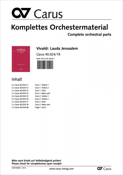 Lauda Jerusalem E minor - RV 609