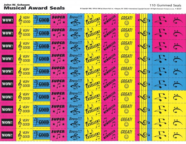 Musical Award Seals Schaum Teaching Aids