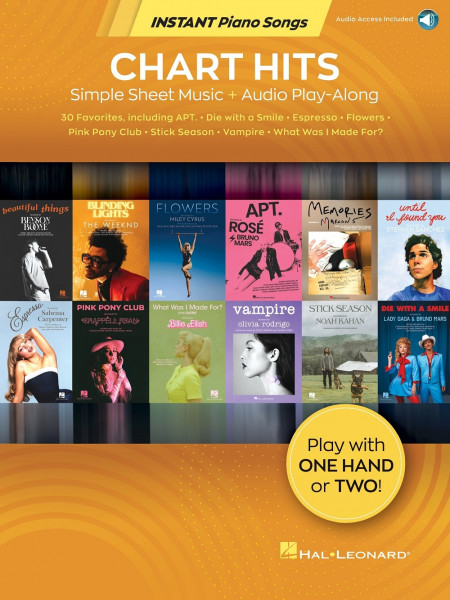 Chart Hits - Instant Piano Songs Simple Sheet Music + Audio Play-Along