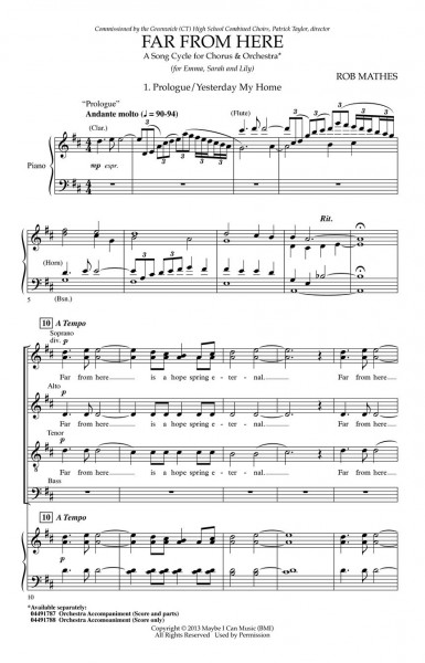 Far From Here Song Cycle for Chorus and Orchestra