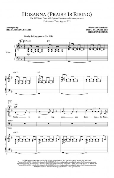 Hosanna (Praise Is Rising)