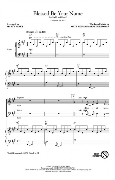 Blessed Be Your Name (SATB)