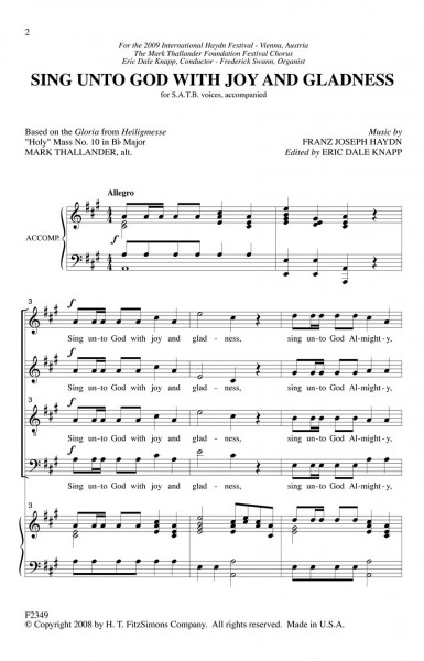 Sing Unto God with Joy and Gladness