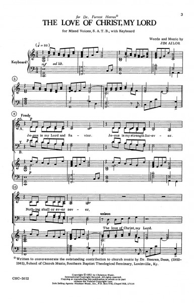 The Love of Christ, My Lord SATB and Keyboard