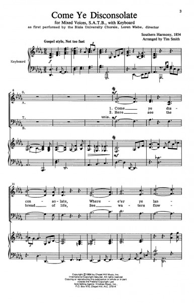 Come Ye Disconsolate Southern Harmony, 1835