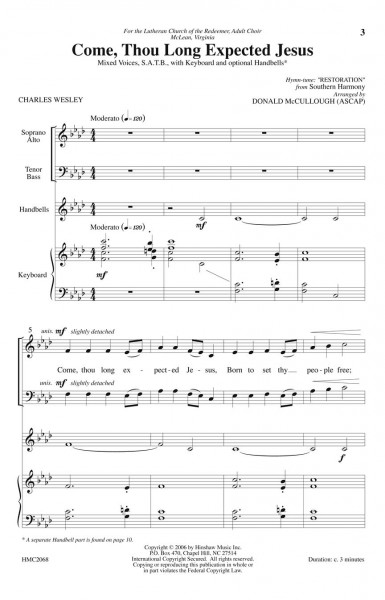 Come, Thou Long Expected Jesus Southern Harmony, 1835