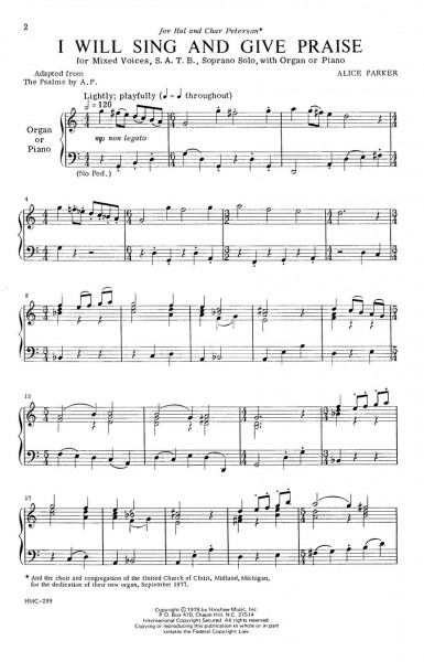 I Will Sing And Give Praise