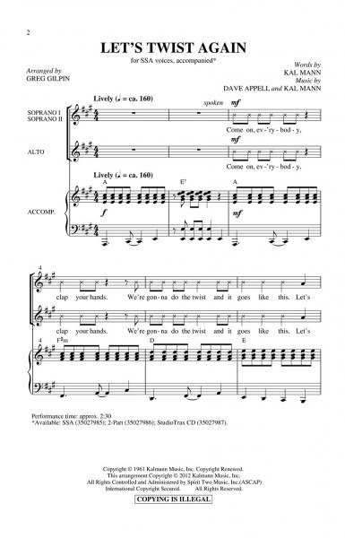 Let's Twist Again (StudioTrax CD)