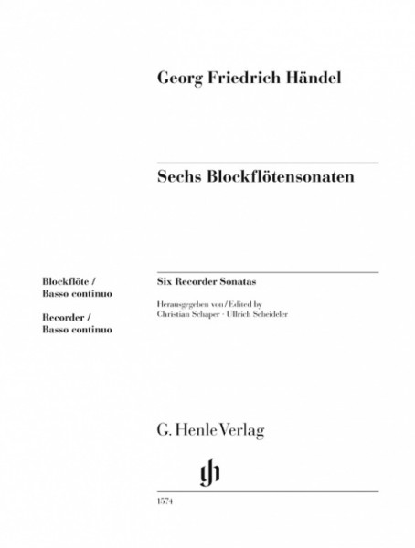 Six Recorder Sonatas Performance score with basso continuo (without figured bass realisation)