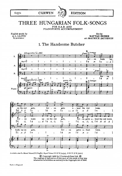 Three Hungarian Folk-Songs