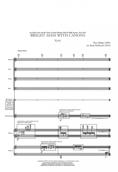 Bright Mass With Canons Version With Two Pianos and Percussion