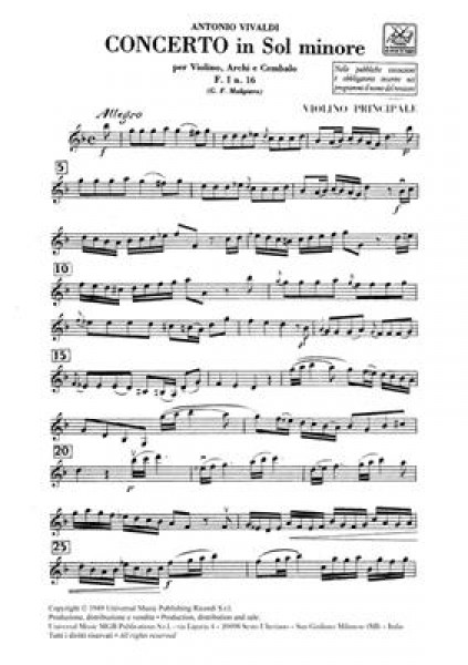 Concerto Per Vl., Archi E B.C.: In Sol Min. Op.Viii N.8 Rv 332 - F.I/16 - Parti