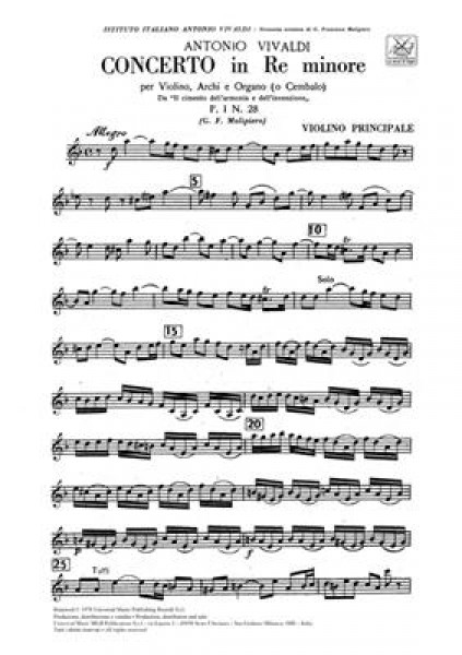Concerto per Violino, Archi e BC in Re min. Rv 242 op. VIII n. 7 F I, 28 - T 82 - Opere strumentali di A. Vivaldi (Malipiero) - Parti