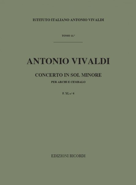 Concerto Per Archi E B.C.: In Sol Min. Rv 155 F.Xi-6 - Tomo 11