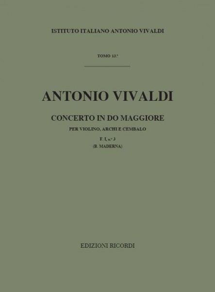 Concerto Per Violino, Archi E BC, In Do Rv 186 F.I/3 - Tomo 13