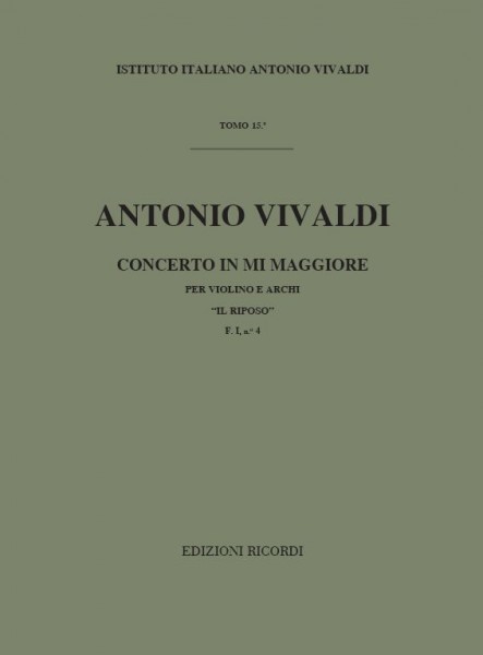 Concerto per Violino, Archi e BC In Mi RV 270 'Il Riposo' F.I, no.4 - TOMO 15