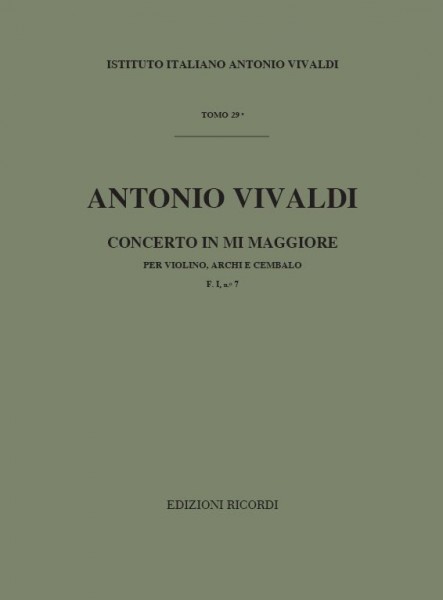 Concerto Per Vl., Archi E B.C.: In Mi Rv 268 F.I-7 - Tomo 29