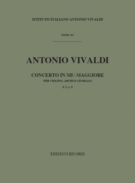 Concerto per Violino, Archi e BC in Mib Rv 254 F.I-9 - Tomo 38