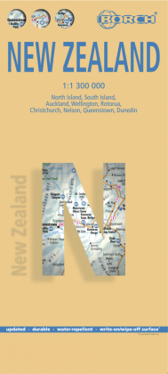 Borch Map Neuseeland. New Zealand: 1:1 300 000. Einzelkarten: North Island 1:1 300 000, South Island 1:1 300 000, Auckland 1:20 000, Christchurch 1:20 000, Dunedin 1:15 000, Nelson 1:15 000, Rotorua 1:15 000, Queenstown 1:15 000, Wellingt