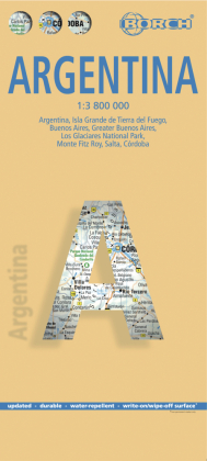 Borch Map Argentinien / Argentina: Argentina, Isla Grande de Tierra del Fuego, Buenos Aires, Greater Buenos Aires, Los Glaciares National Park, Monte Fitz Roy, Salta, Córdoba. Markier- u. abwischbar. 1 : 3,8 Mio.