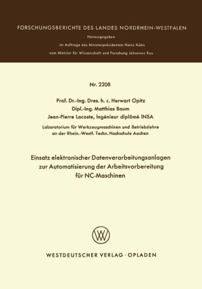 Einsatz elektronischer Datenverarbeitungsanlagen zur Automatisierung der Arbeitsvorbereitung für NC-Maschinen
