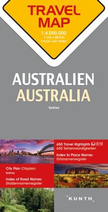 KUNTH TRAVELMAP Australien 1:4 Mio.: 1 : 4.000.000