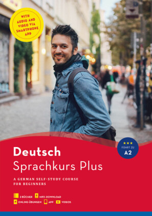 Hueber Sprachkurs Plus Deutsch A1/A2, Englische Ausgabe, m. 1 Buch, m. 1 Buch: A German Self-Study Course for Beginners. 2 Bücher, MP3-Download, Onlineübungen,  App. Führt zu Niveau A2