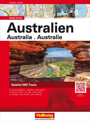 Hallwag Strassenatlas Australien: Australien in übersichtlichen Karten mit Spiralbindung, Ortsverzeichnis, 4WD Tracks und Reiseinformationen