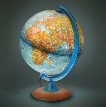 Nacht und Tag-Globus: ND 2525, Leuchtglobus mit Kunststoffmeridian, Kartografie physisch/ Sternbilder. 1 : 51.000.000