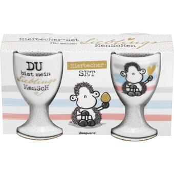 Eierbecher-Set "Du bist mein Lieblingsmensch": Material: Porzellan. Farbe: Mehrfarbig. Maße: 68 x 47 x 47 mm