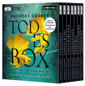 Todes-Box. Die ersten sieben Fälle von Nemez und Sneijder_, 8 Audio-CD, 8 MP3: Todesfrist - Todesurteil - Todesmärchen - Todesreigen - Todesmal - Todesschmerz - Todesrache. 4994 Min.. Lesung. Gekürzte Ausgabe
